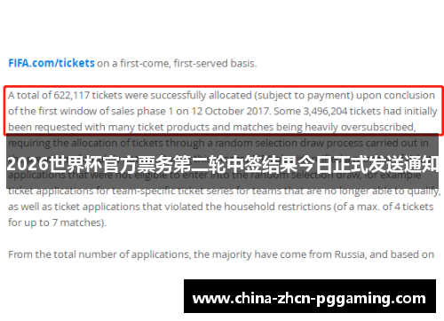 2026世界杯官方票务第二轮中签结果今日正式发送通知